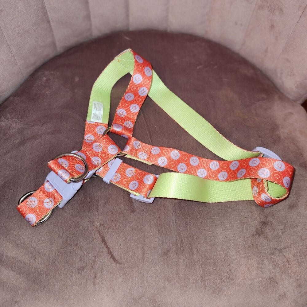 Smiley Face Animal Harness Size XL Orange Purple And Lime Green